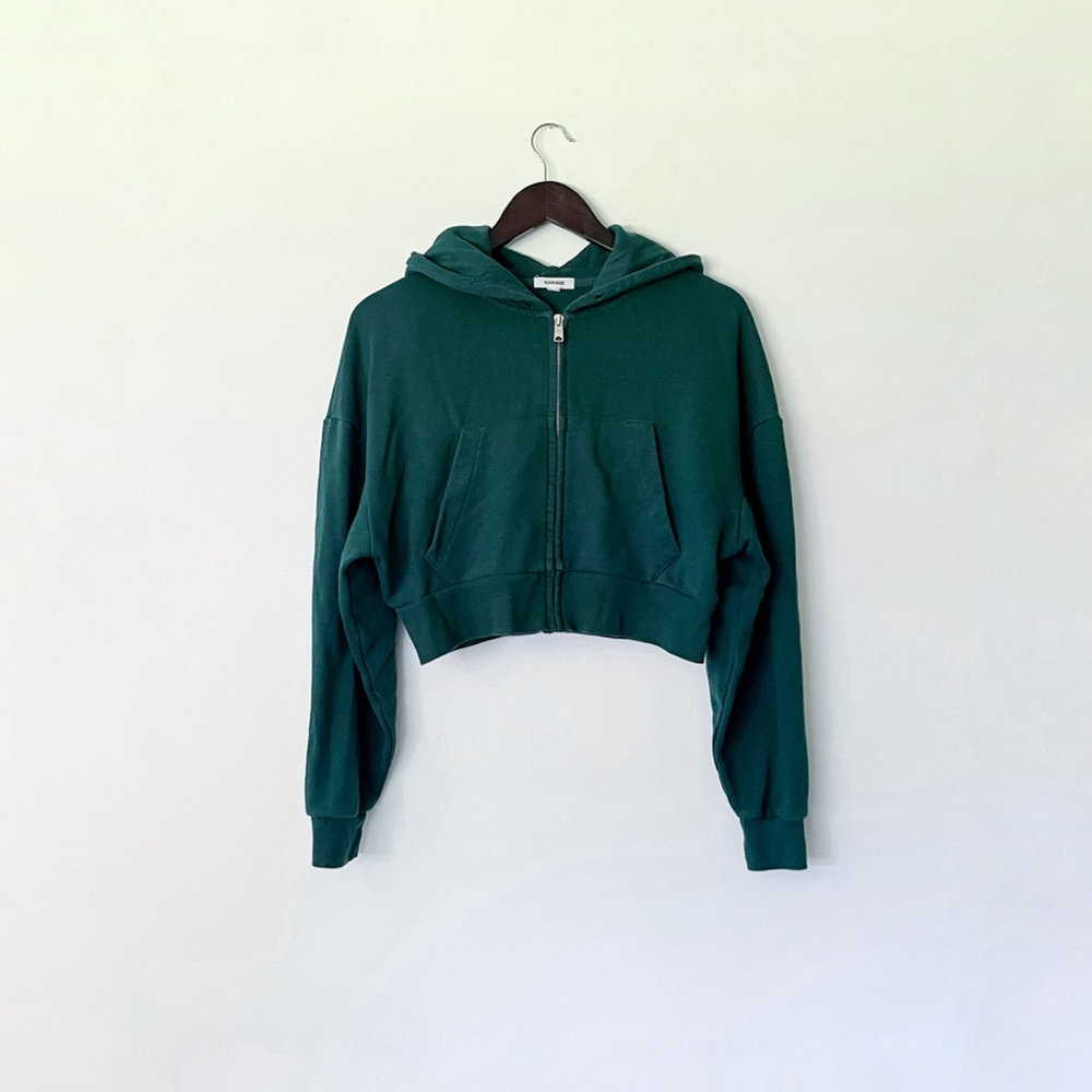Garage Green Cropped Hoodie